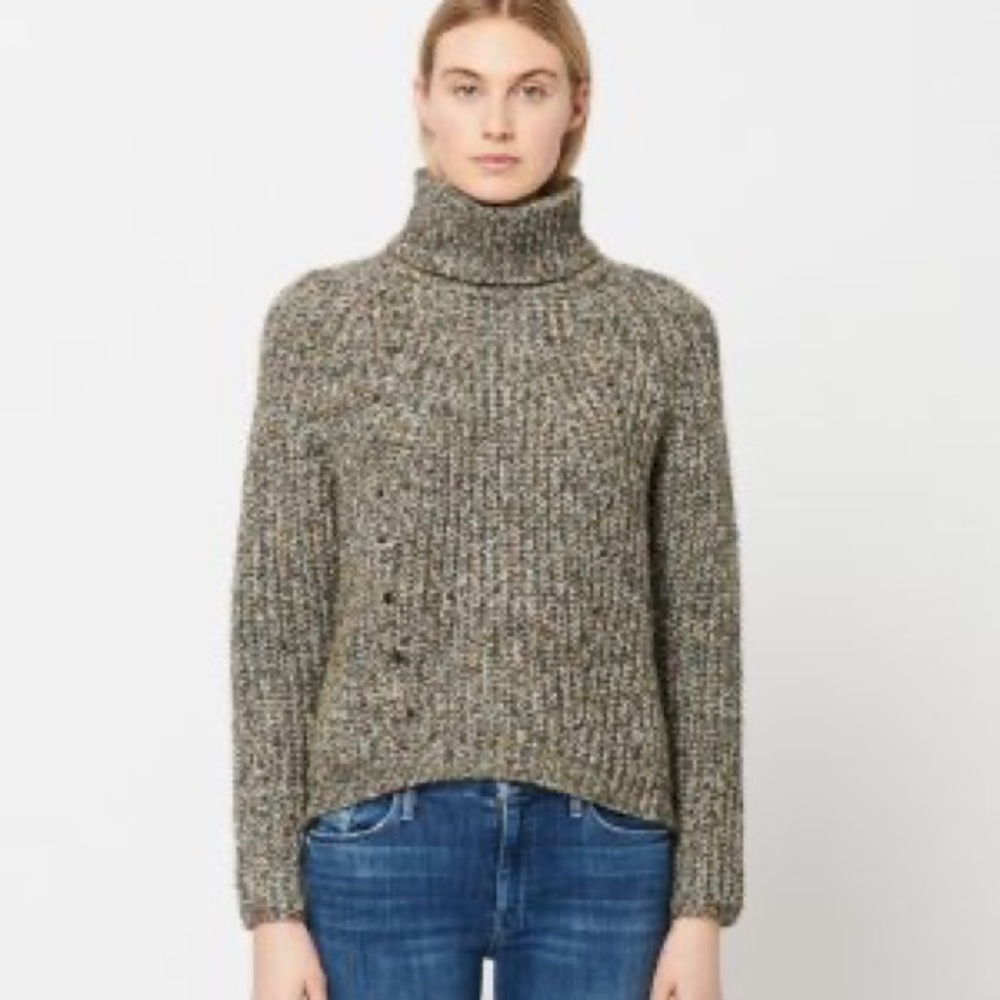 Abercrombie & Fitch Gray/Green Turtleneck Sweater